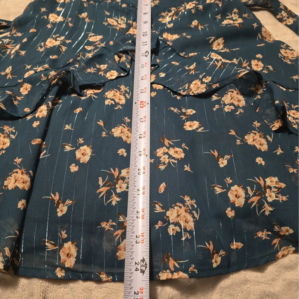 Trixxi Floral Boho Maxi Dress XL Ruffled Cottagecore Prairie Green Country